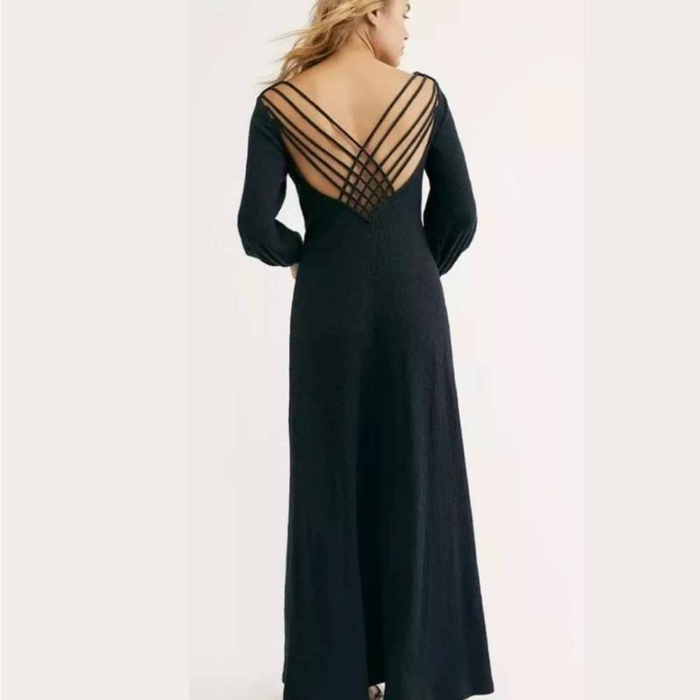 Free People FP Beach Amalfi Maxi Black Dress M 100% cotton